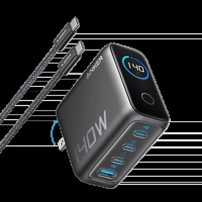 Anker Zolo 140W 4-Port Multi Device Charging GaN Power Adapter With Type-C Cable