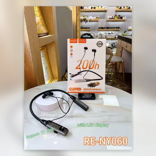 RE-NY060 Wireless Neckband Earphones with TF Card and LED Display